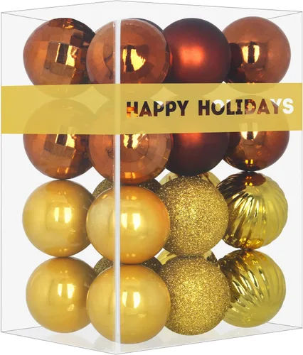 Vista 152 de Esferas pequeñas de bronce de 1.6 pulgadas para decoración del árbol de Navidad, adornos inastillables para cumpleaños, Halloween, vacaciones, boda