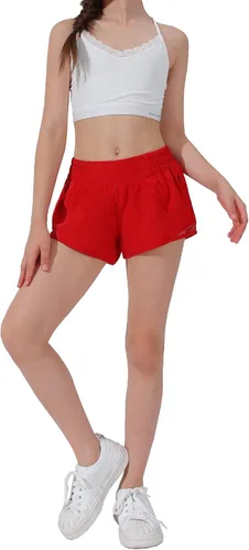 Vista 6 de Aurefin Pantalones cortos deportivos para niñas, pantalones cortos ligeros para correr para adolescentes, niñas, pantalones cortos deportivos