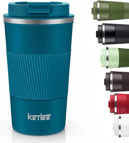 Vista 14 de KETIEE Taza de café de 12 oz: Taza de café con aislamiento al vacío y tapa a prueba de fugas, taza de viaje de acero inoxidable con doble pared