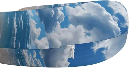 Vista 4 de Blue and White Cloud Neck Pillow Memory Foam U Shaped Pillows Portable Pillows for Shoulder Travel Head Support Pillow with Concealed Zipper for