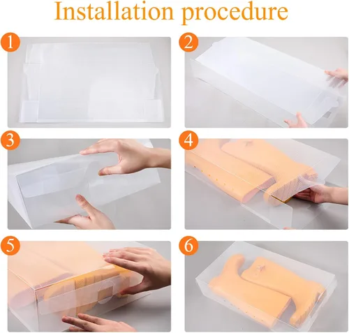 Vista 3 de Shihanee 12 cajas para botas, de plástico transparente, apilables, para almacenamiento de zapatos, contenedores plegables y resistentes