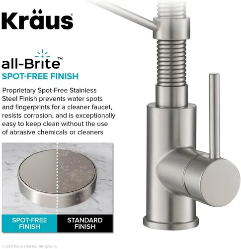 Vista 5 de Kraus Bolden 2-en-1 Grifo de cocina de estilo comercial con filtro de agua monomando extraíble para ósmosis inversa o sistema de filtración de agua