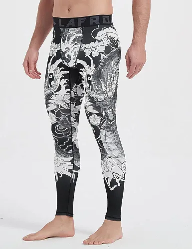 Vista 3 de LAFROI Mallas de compresión de secado rápido para hombre, leggings de cintura YSK08