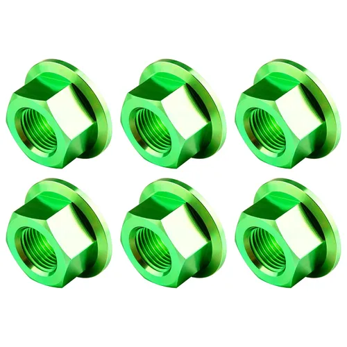 Vista 49 de Tuercas hexagonales Titanium DIN6923 (paso M5 0.03 in, negro) M5 M6 M8 M10 M12 M14 M16 para bicicletas, motocicletas, coches, paquete de 6
