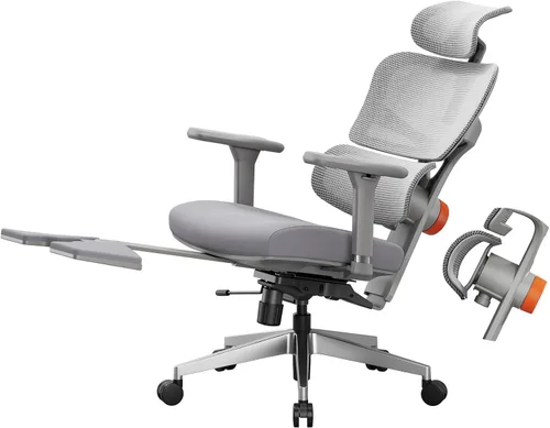 Vista 12 de Newtral Silla de oficina ergonómica, silla de escritorio de oficina en casa, silla de oficina grande y alta, soporte lumbar de seguimiento Negro