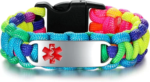 Vista 16 de Pulseras de identificación médica para mujeres y hombres personalizadas, pulseras de alerta médica con grabado personalizado gratuito para mujeres