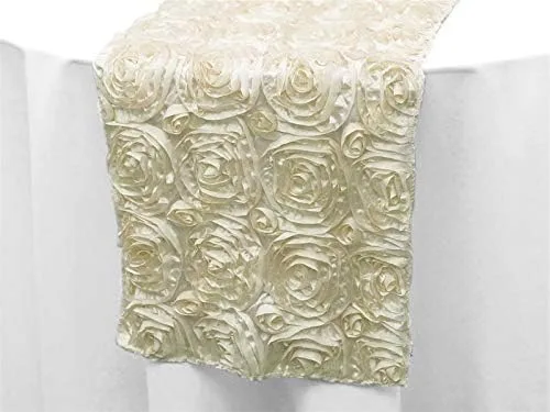 Vista 8 de Runner Linen Factory - Mantel rectangular de satén 3D con roseta grandiosa para decoración de bodas, fiestas y eventos de Runner Linen Factory Rosa