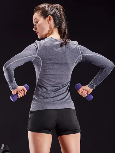 Vista 7 de CADMUS Paquete de 1 o 3 camisetas de entrenamiento de manga larga para mujer, camiseta de compresión de ajuste seco para correr