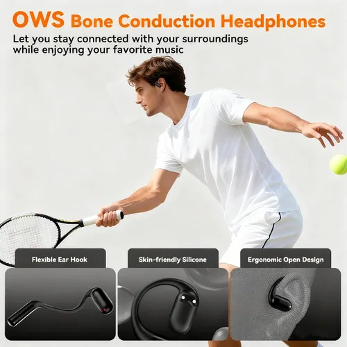Vista 2 de Auriculares de Conducción Ósea Inalámbricos Bluetooth 5.4, Auriculares para Dormir de 0.8g con Micrófono HD/Control Táctil/Llamadas Claras