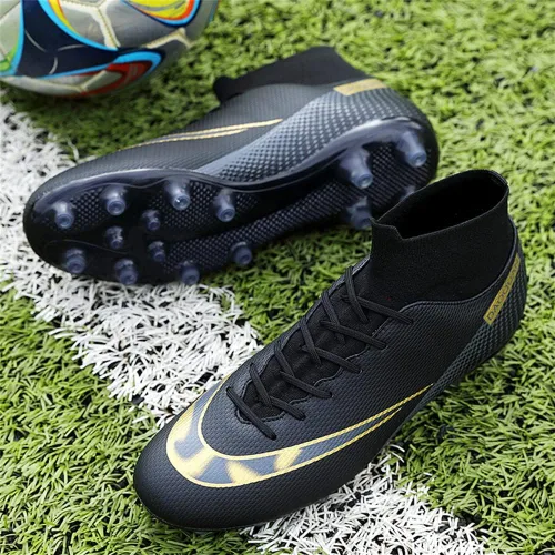 Vista 7 de MFSH Unisex-Cleats Soccer Shoes for Big Boy Fgag High-top Spikes Football Shoes for Younth Professional Training Turf Indoor Ankle Boots Athletic