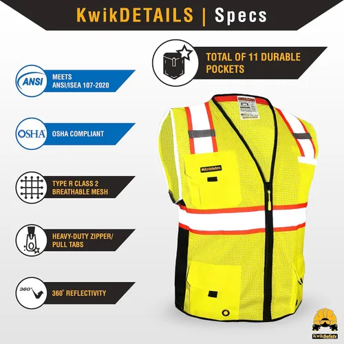 Vista 5 de KwikSafety BIG KAHUNA - Chaleco de seguridad [amarillo, 2XL] + paquete de casco de tortuga amarillo