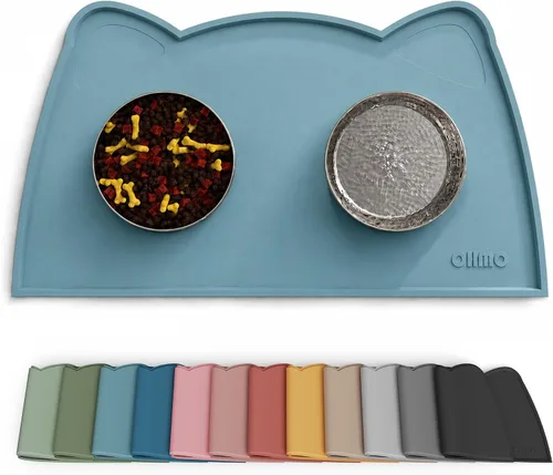 Vista 37 de OHMO - Tapete de silicona para comida para gatos, tapete de alimentación de mascotas para el piso, antideslizante e impermeable, bandeja para agua