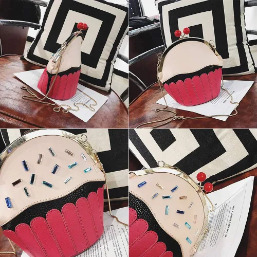 Vista 7 de QZUnique Bolso cruzado de la forma de la comida Bolso del cuerpo de la PU del bolso de la historieta del helado del bolso del bolso del bolso