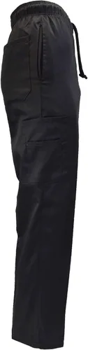 Vista 2 de Natural Uniforms Classic Baggy 6 bolsillos negro chef pantalones de cocina uniforme de trabajo