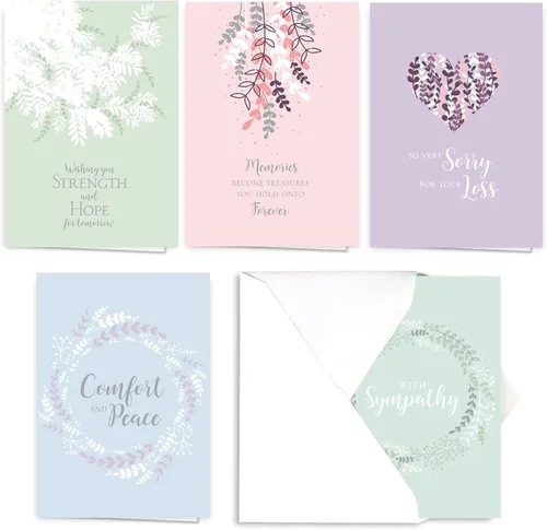Vista 15 de Canopy Street Simple Sentiments - 25 paquetes de tarjetas de felicitación y ánimo con sobres blancos / 5 diseños reflexivos / Tarjetas de 5" x 7