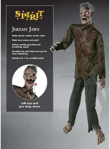 Vista 9 de Spirit Halloween 6 pies 1 en Jeremy Jaws Animatronic, decoración de zombis