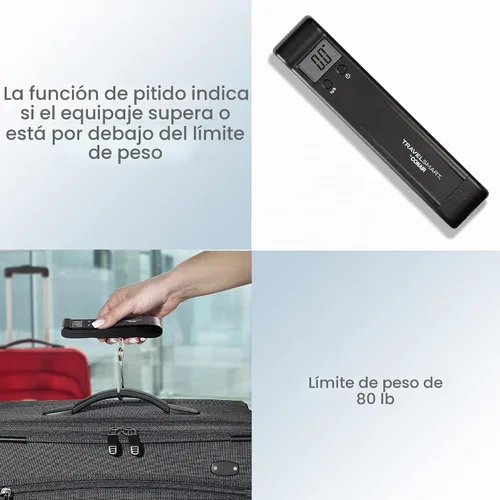 Vista 4 de Conair Travel Smart - Báscula digital para equipaje, escala de 80 libras con alerta de sobrepeso en color negro