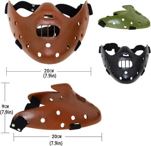 Vista 2 de Máscara de Hannibal Lecter El silencio de los corderos, máscara de media cara, máscara de demonio de terror, disfraz de Halloween, accesorios