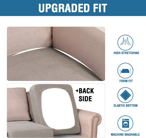 Vista 15 de H.VERSAILTEX - Fundas elásticas para cojín de sofá individual, fundas de asiento para silla de sofá, protector de cojín con tejido jacquard de sarga