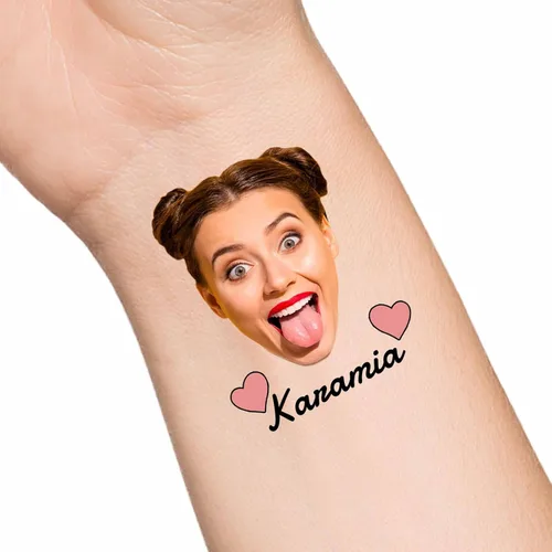 Vista 10 de Tatuajes temporales personalizados con texto de nombre, tatuaje temporal personalizado con logotipo fotográfico para adultos, parejas, mujeres