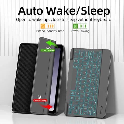 Vista 7 de JUQITECH Funda para teclado retroiluminada para Samsung Galaxy Tab A11 Plus A9 Plus de 11 pulgadas A11+ 2025 A9+ 2023 Estuche inteligente suave