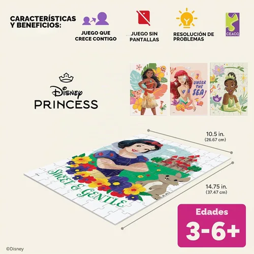 Vista 5 de Ceaco - Disney Princess - 4 Pack Multi-Piece Puzzles for Kids Ages 3-6+