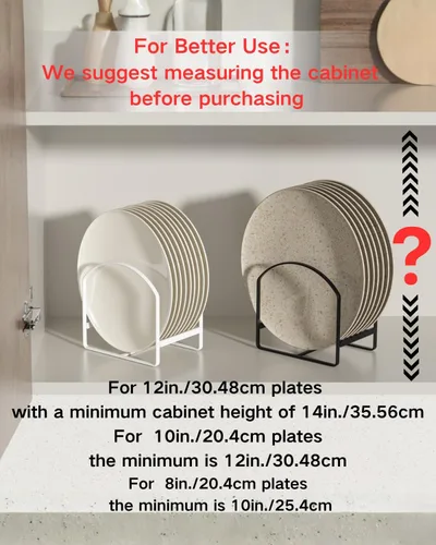 Vista 5 de LINFIDITE Paquete de 2 soportes organizadores de platos de cocina para gabinete, ahorrador de espacio, estante de almacenamiento de platos Negro
