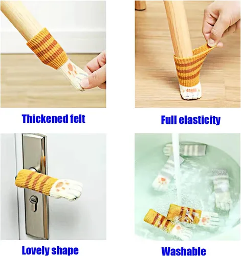 Vista 7 de 16 calcetines de silla de gato para patas de silla, protectores de suelo de patas de gato, calcetines para patas de silla para suelos de madera dura