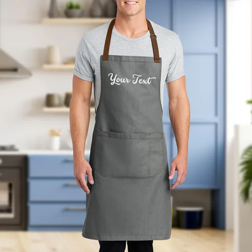 Vista 3 de TEEAMORE Custom Embroidered Aprons for Women Men Add Your Text Chef Kitchen Grill Apron