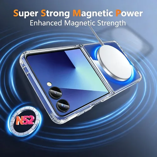 Vista 3 de Funda magnética transparente para Galaxy Z Flip 8 / Z Flip 7, compatible