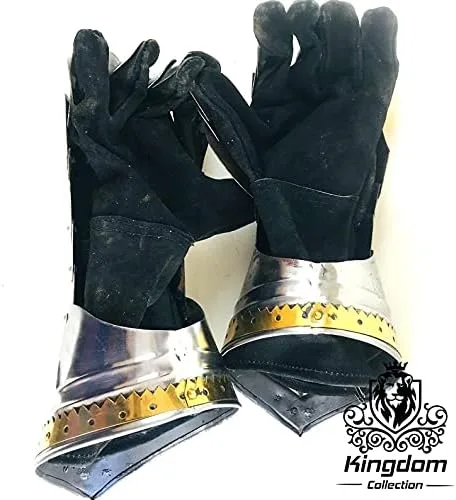 Vista 4 de Guantes medievales de armadura de guantelete LARP SCA Guantes Guantes de cruzado de caballero vikingo guantes de armadura gótica funcionales