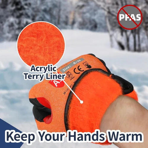 Vista 3 de Guantes de trabajo de invierno Schwer FreezeGuard-X para hombres y mujeres, guantes resistentes a cortes ANSI A9 para protección extrema, guante