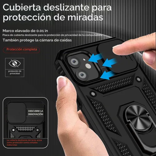Vista 3 de Funda para iPhone 11 de 6.1 pulgadas, con protectores de pantalla y funda para cámara, [grado militar] de 16 pies. Funda a prueba de caídas con Negro