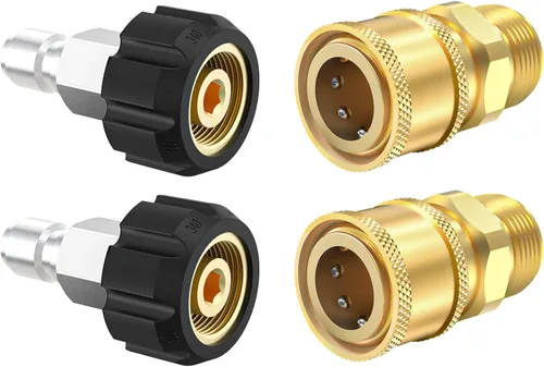 Vista 4 de Twinkle Star 3/8" Conector Rápido NPT a M22 14mm de Ajuste Métrico para Pistola y Manguera de Lavadora de Alta Presión, TWIS285