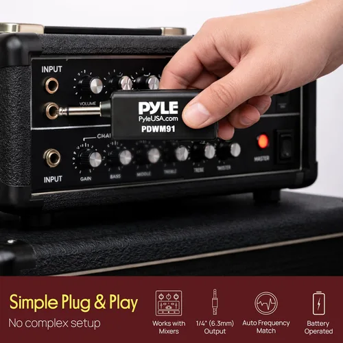 Vista 4 de Pyle Sistema de Micrófono Inalámbrico VHF Portátil - Conjunto Transmisor de Micrófono Dinámico Unidireccional de Mano Profesional Operado por
