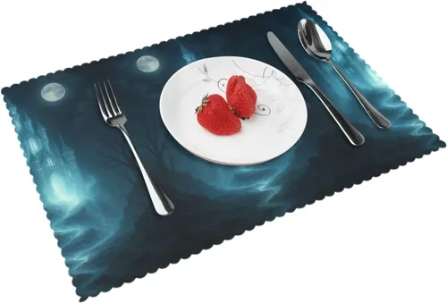 Vista 11 de Rectangular Placemats Set of 4, Heat Resistant Dream Candy Mountains Printed Kitchen Dining Table Mats