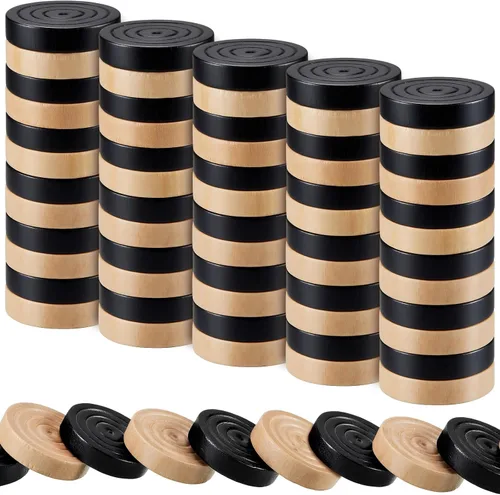 Vista 9 de Skylety 72 piezas de damas de madera de 1.06 pulgadas, solo apilables, en bolsa de almacenamiento con cordón para Backgammon (rojo, negro)
