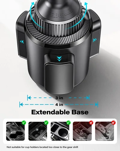 Vista 5 de OQTIQ Soporte para portavasos de teléfono compatible con MagSafe, brazo largo de extensión rápida y rotación de 360°, se adapta a portavasos de 3 a