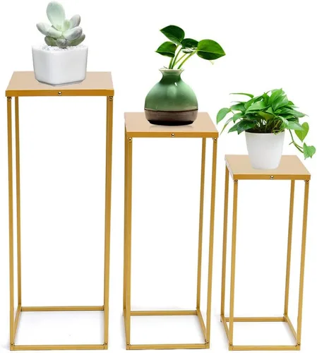 Vista 10 de 3 soportes altos para plantas para macetas, soporte de metal para plantas, jardín, boda, estante para plantas, soporte de exhibición para macetas