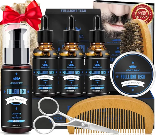 Vista 9 de Kit de barba con 3 aromas de aceite de barba y juego de jabón y bálsamo para barba de tabaco dulce