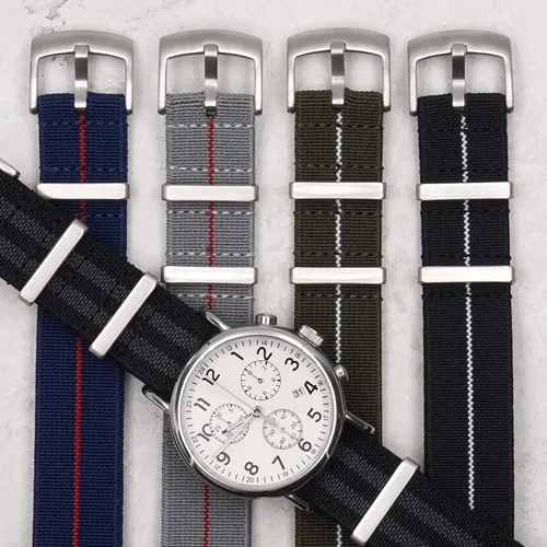 Vista 6 de Benchmark Basics Correa elástica de reloj Correa de reloj de nailon paracaídas de una pieza estilo militar para hombres y mujeres Elección