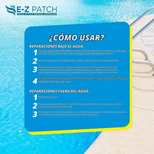 Vista 6 de E-Z Patch 1 Kit de reparación de yeso blanco para piscina, 3 libras (cobertura: 1.5 pies cuadrados)