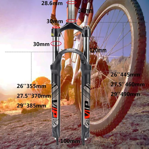 Vista 3 de BUCKLOS MTB Horquilla de suspensión 26/27.5/29 pulgadas, 1.126 in tubo recto primavera horquilla delantera QR 0.354 in viaje 3.937 in bicicleta