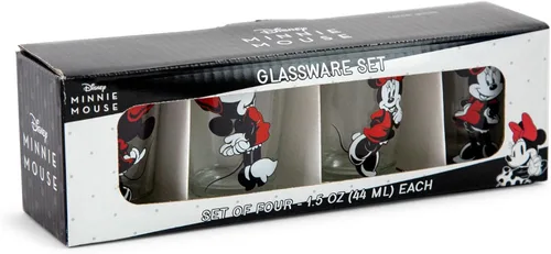 Vista 2 de Silver Buffalo Disney Minnie Mouse Poses - Paquete de 4 mini gafas, 1.5 onzas