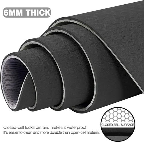 Vista 3 de UMINEUX Tapete de yoga grande para hombres y mujeres de 1/4 y 2/5 pulgadas, extra grueso, TPE para entrenamiento en casa, gimnasio, antideslizante