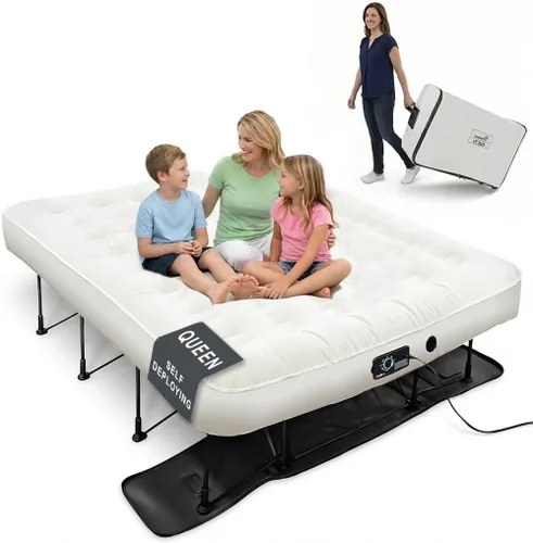 Vista 8 de Colchón hinchable de Ivation EZ-Bed, con marco y funda con ruedas, interruptor de autoapagado para lograr la comodidad deseada, superficie cómoda