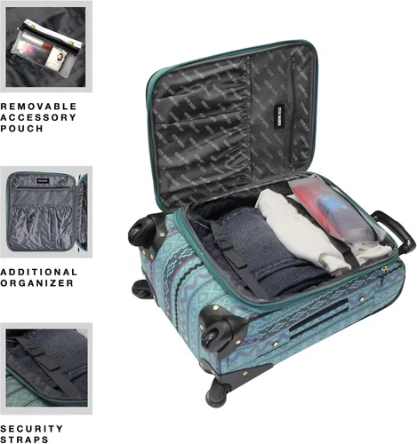 Vista 4 de Steve Madden Colección de equipajes de diseñador, 3 piezas Softside expansible ligero, juego de viaje incluye bolsa debajo del asiento, 20 pulgadas