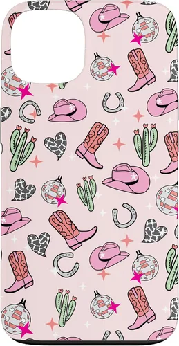 Vista 7 de Cowboy Hat & Boot & Disco Ball Pattern Pink Cowgirl Case for iPhone 17