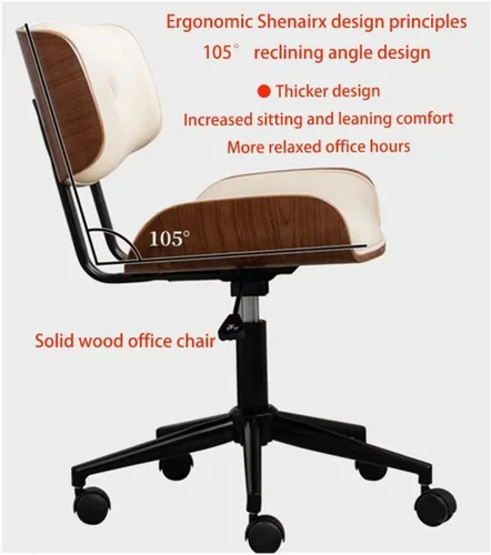 Vista 6 de Silla de oficina en casa con ruedas, silla de oficina cómoda y suave, sin brazos, silla de oficina tapizada, silla de computadora giratoria moderna