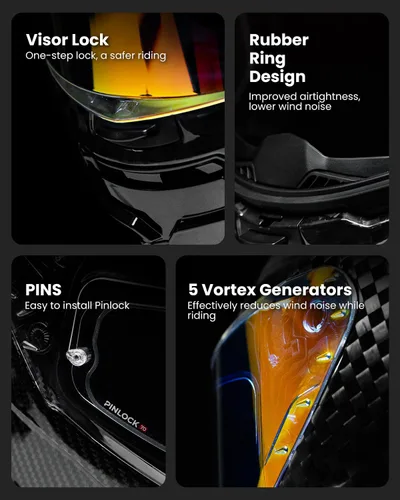Vista 7 de ILM - Cascos de motocicleta de fibra de carbono de cara completa para adultos, con certificaciones DOT y ECE, Casco de Carreras MF577P
